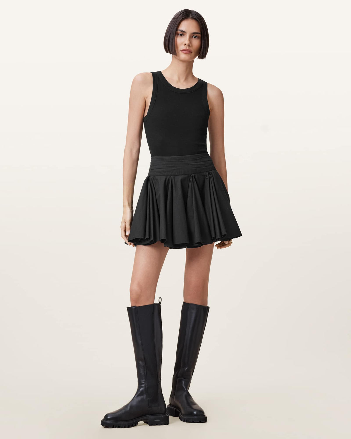 Tulip Cotton Mini Skirt Black