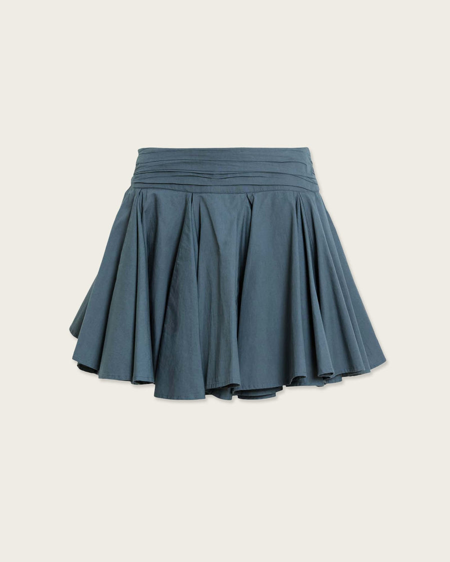 Tulip Cotton Mini Skirt DARK SLATE BLUE