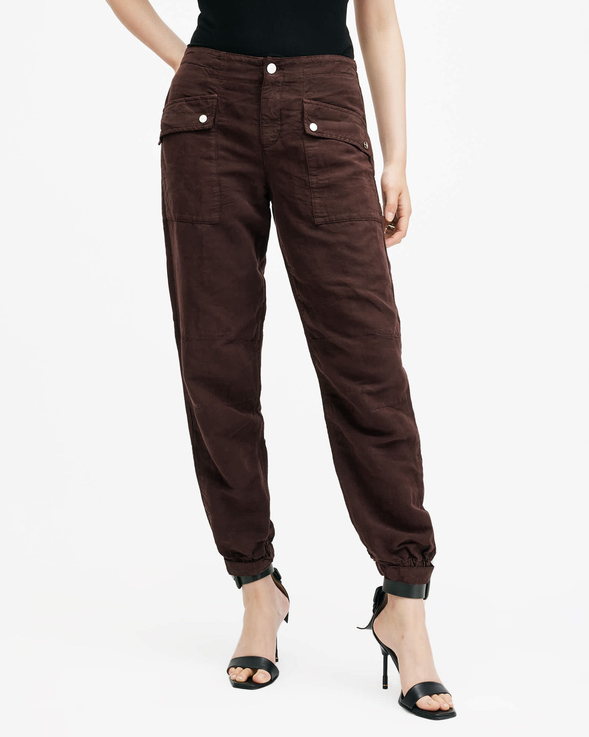 Val Linen Blend Cargo Trousers DARK WINE RED