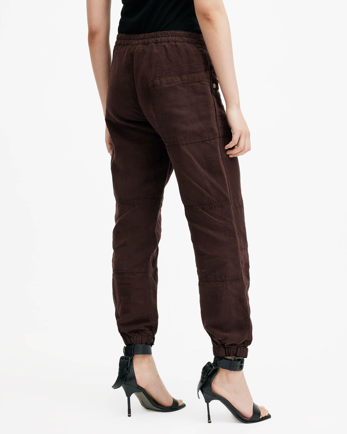 Val Linen Blend Cargo Trousers DARK WINE RED