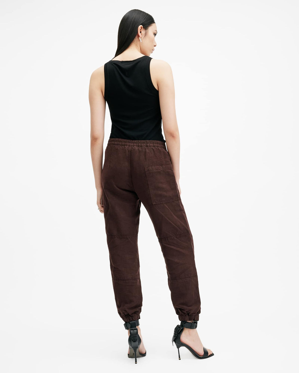 Val Linen Blend Cargo Trousers DARK WINE RED