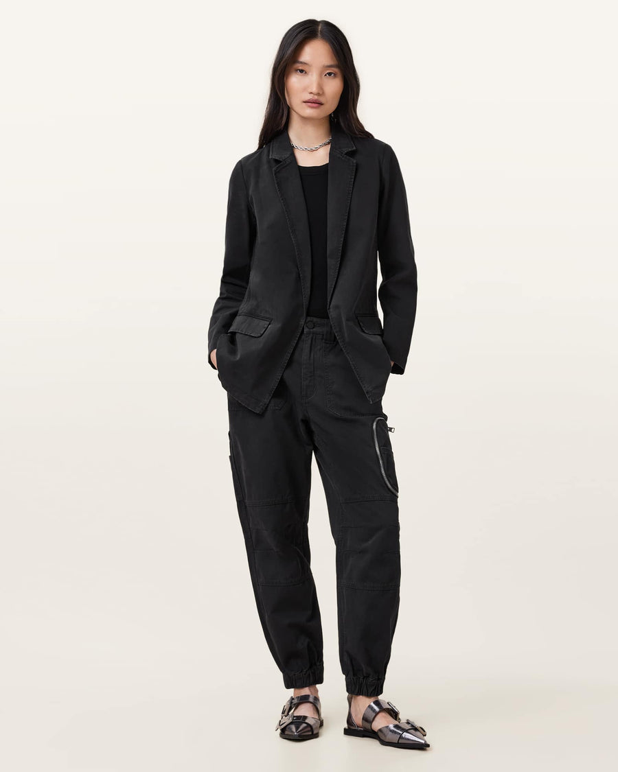 Florence Cargo Jogger Trousers Washed Black