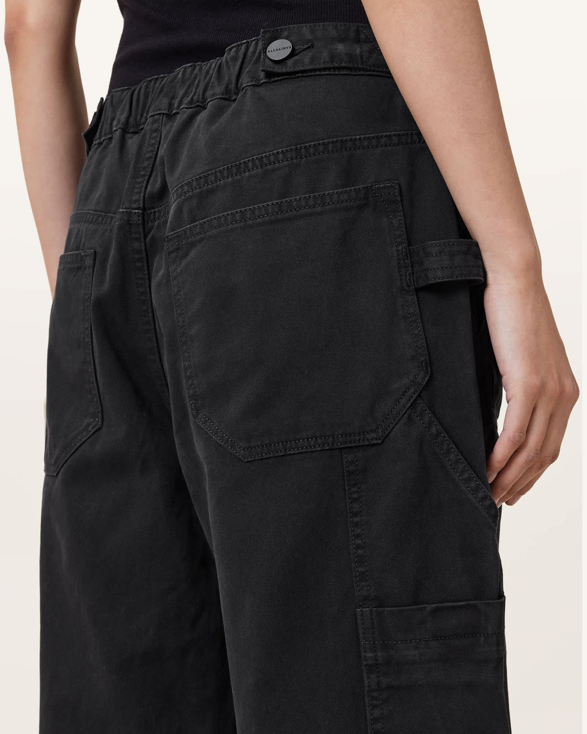 Florence Cargo Jogger Trousers Washed Black