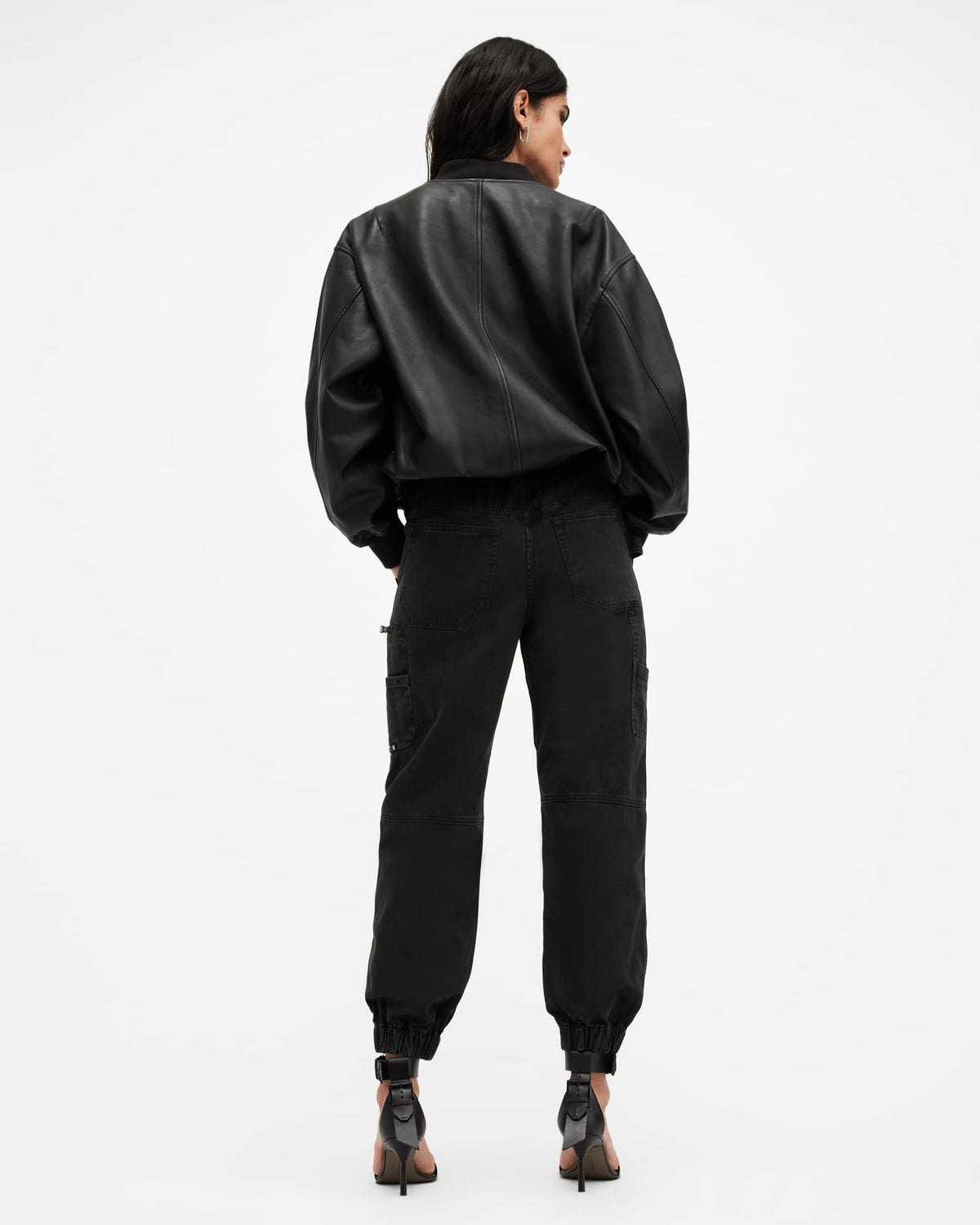 Florence Cargo Jogger Trousers Washed Black