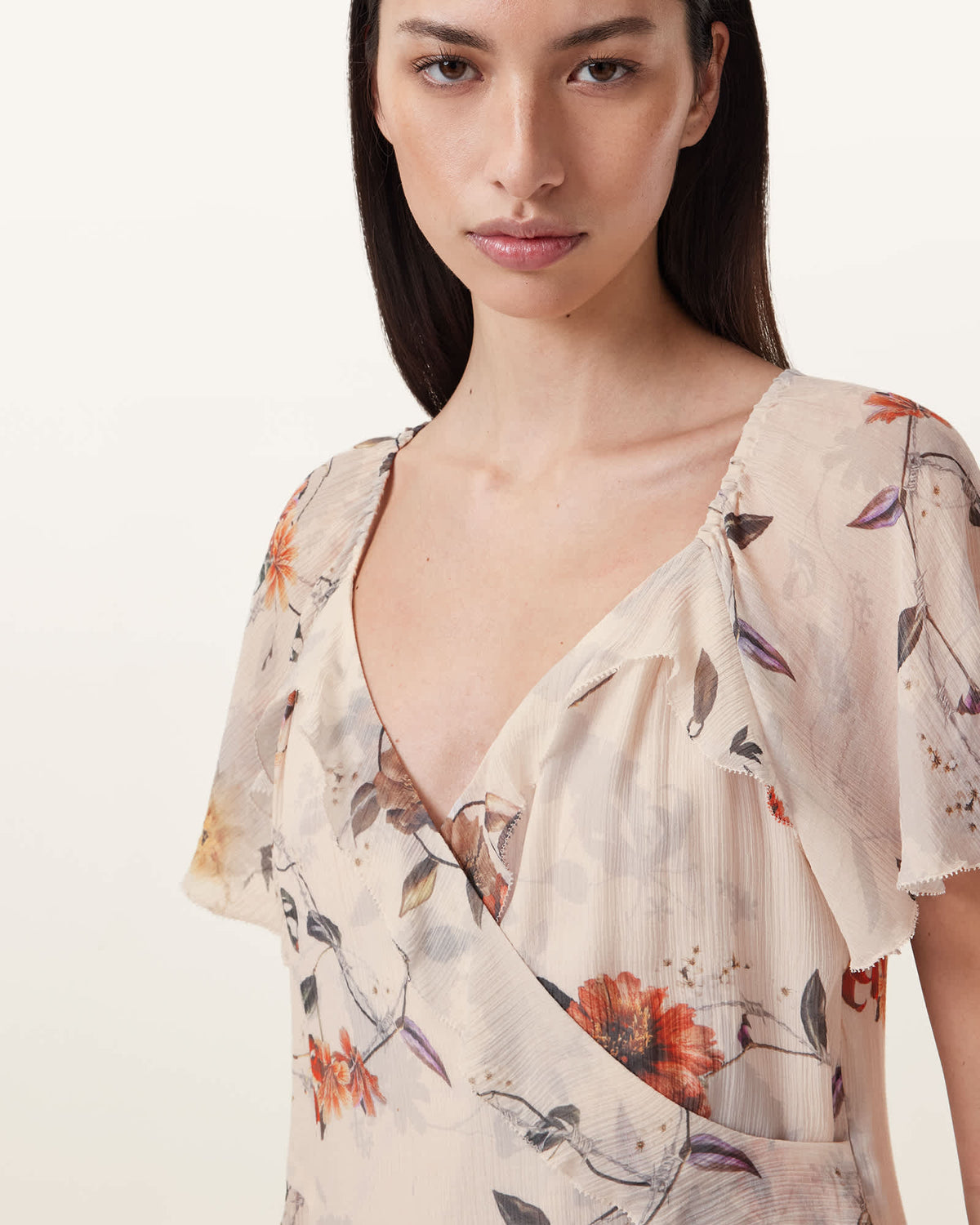 Darma Floral Print Mini Dress UNITY ECRU WHITE