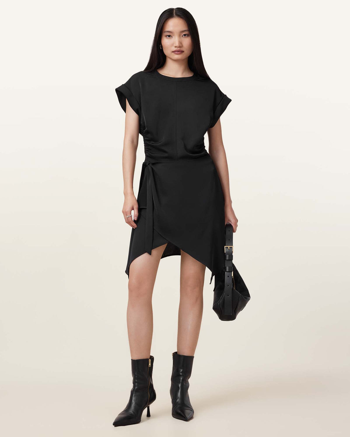 Riko Wrap Mini Dress Black