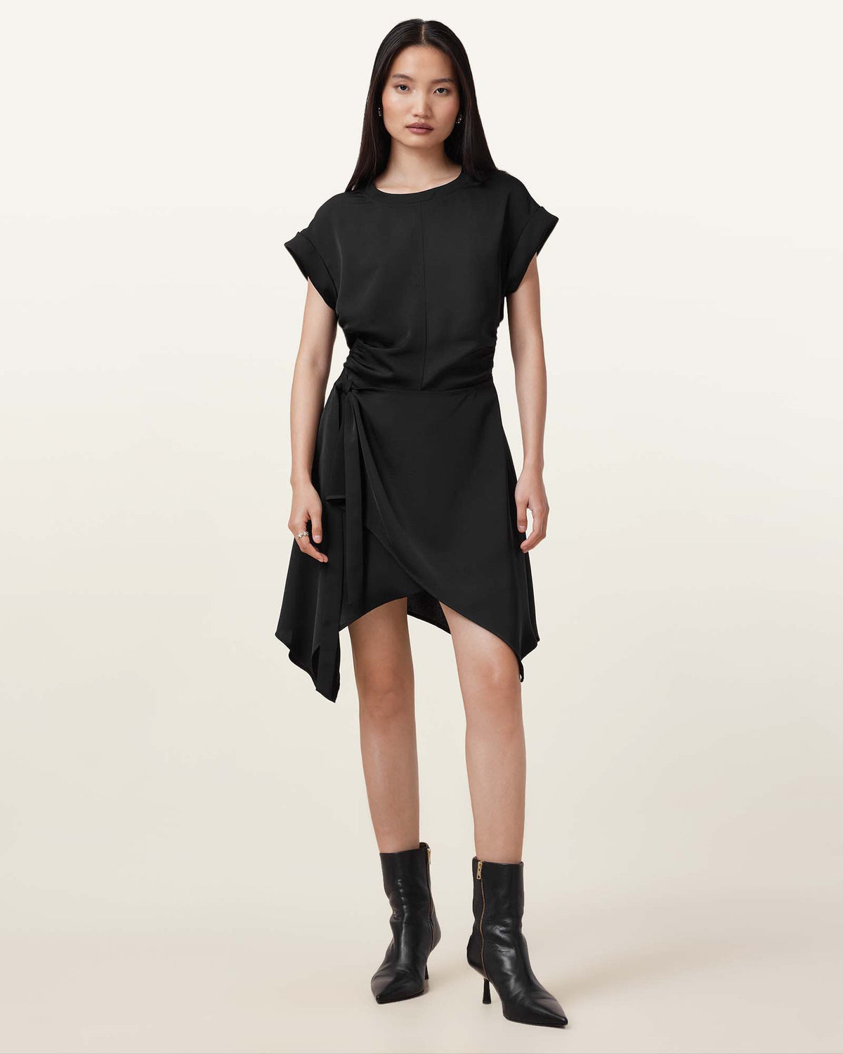 Riko Wrap Mini Dress Black