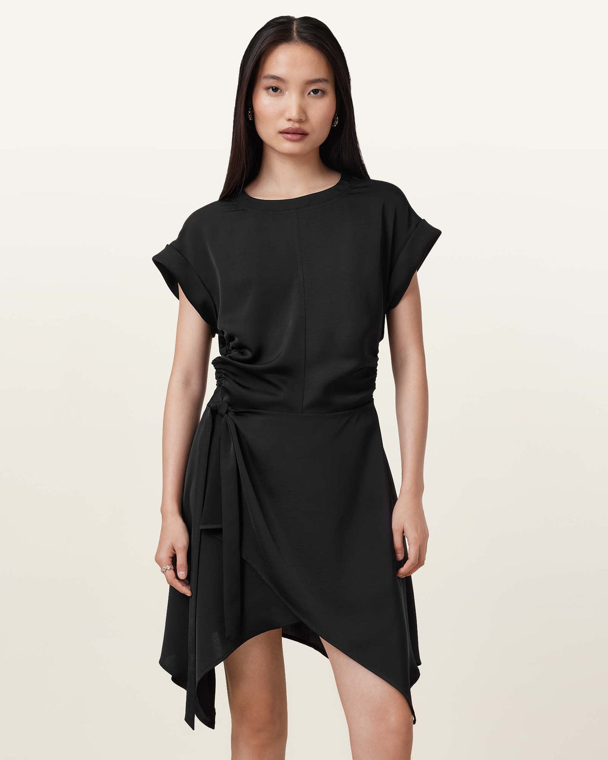 Riko Wrap Mini Dress Black
