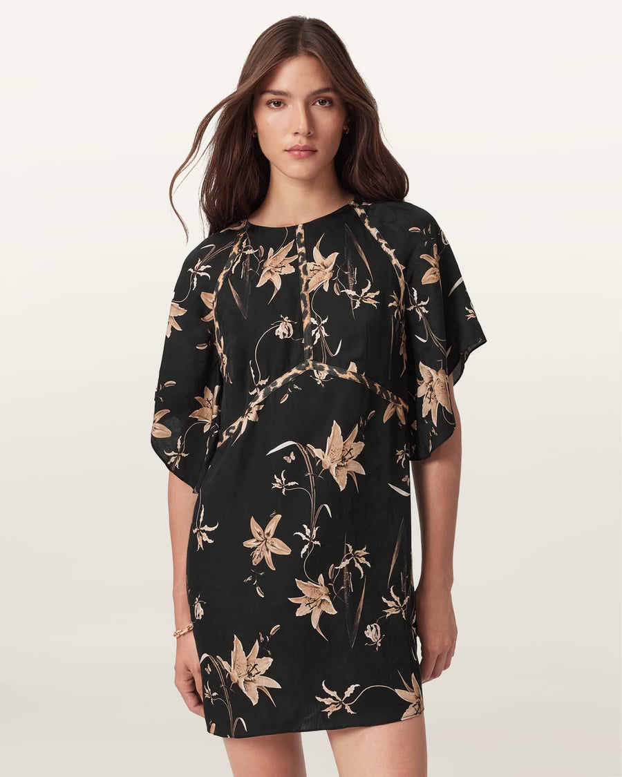 Xena Floral Print Mini Dress PETRA SEPIA BROWN