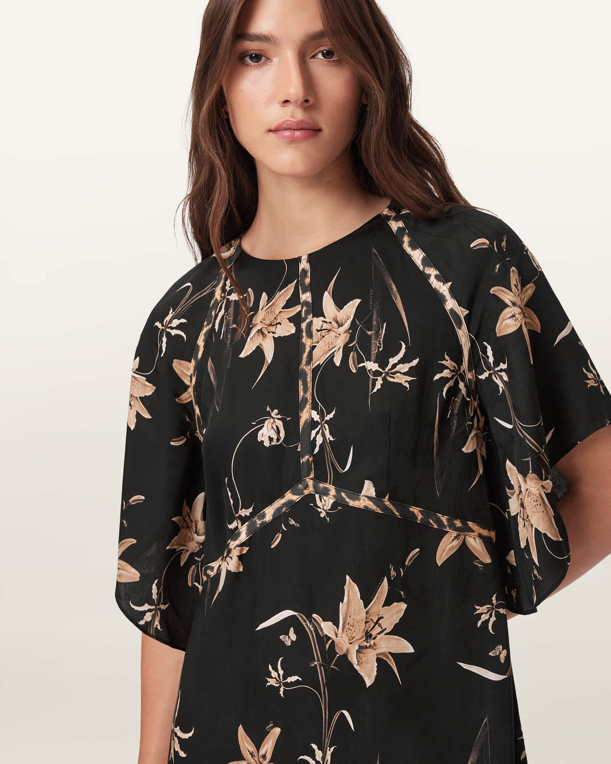 Xena Floral Print Mini Dress PETRA SEPIA BROWN