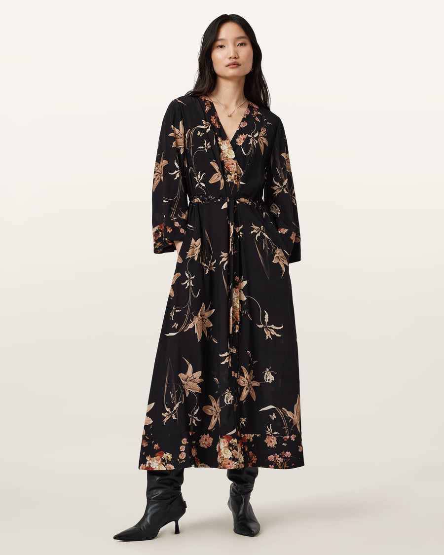 Diana Floral Wrap Dress PETRA SEPIA BROWN