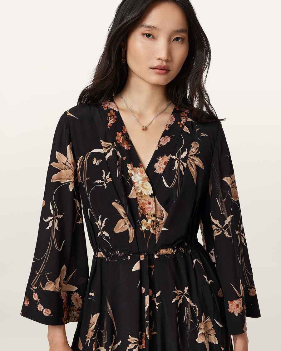 Diana Floral Wrap Dress PETRA SEPIA BROWN