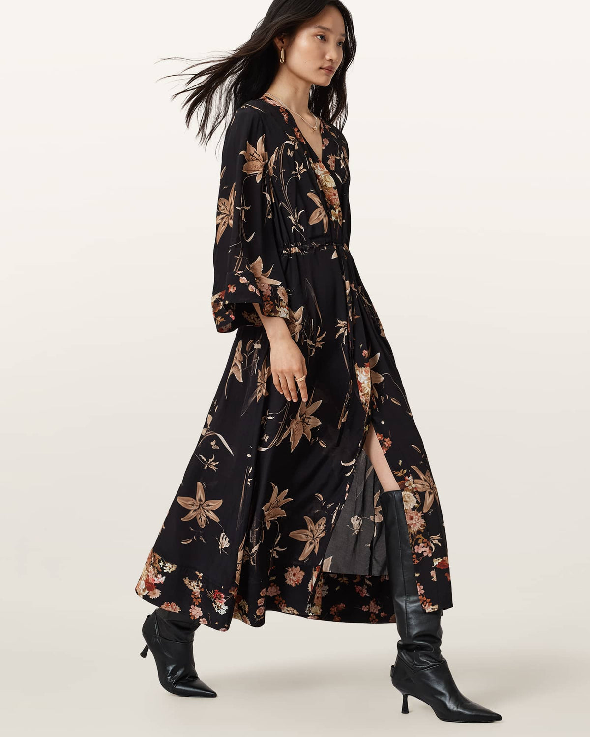 Diana Floral Wrap Dress PETRA SEPIA BROWN