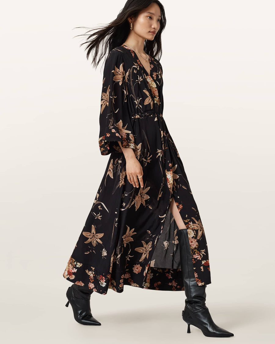 Diana Floral Wrap Dress PETRA SEPIA BROWN