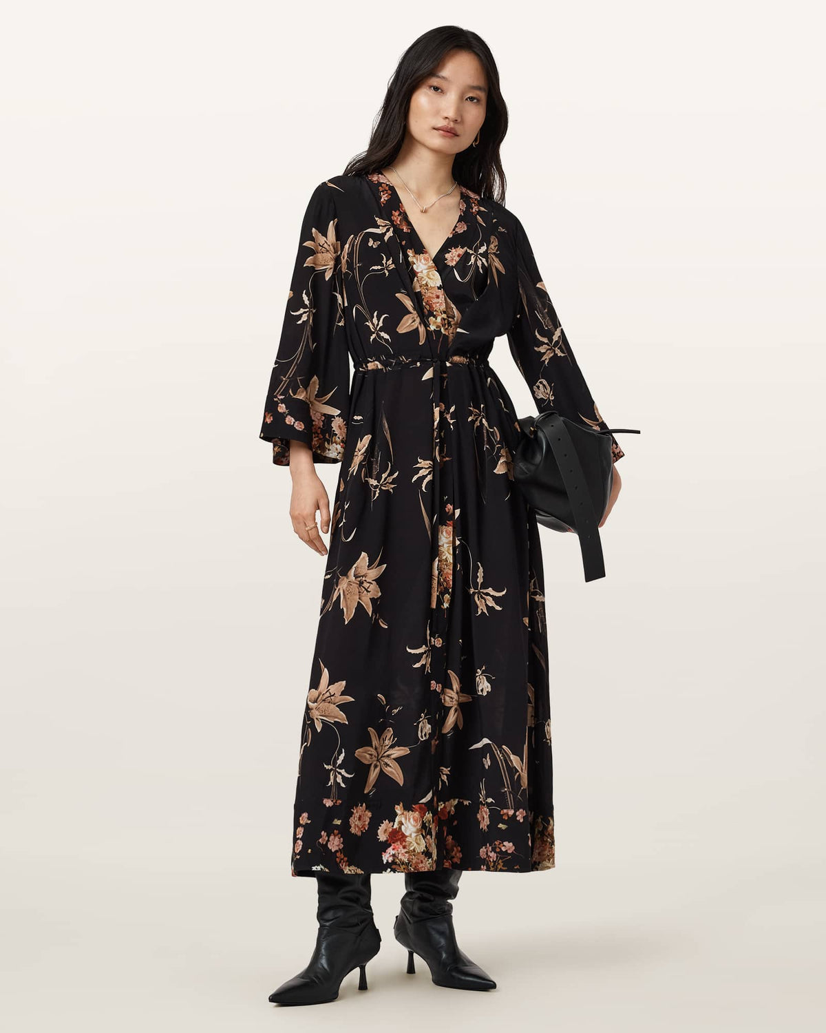 Diana Floral Wrap Dress PETRA SEPIA BROWN