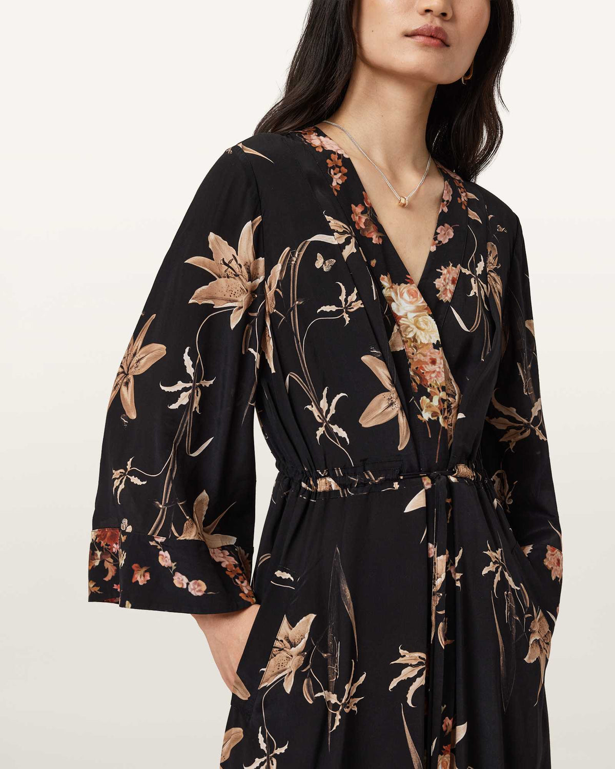 Diana Floral Wrap Dress PETRA SEPIA BROWN
