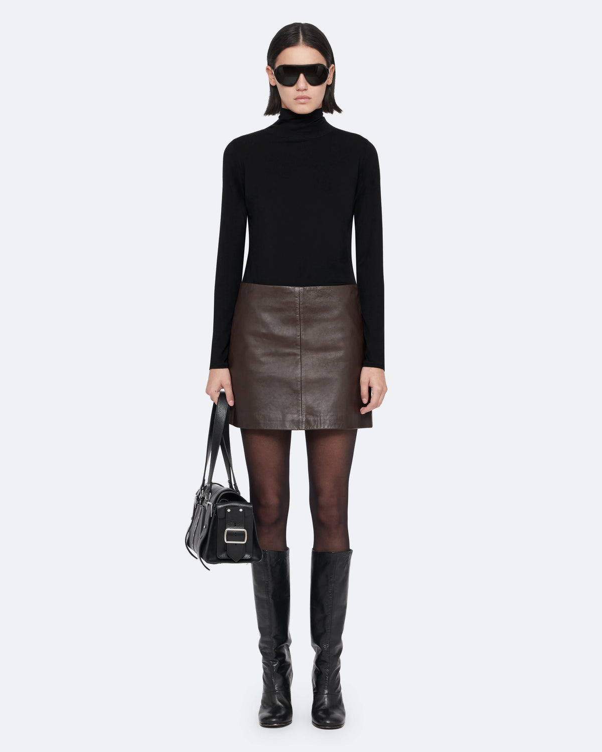 Renai Leather Mini Skirt OXBLOOD RED