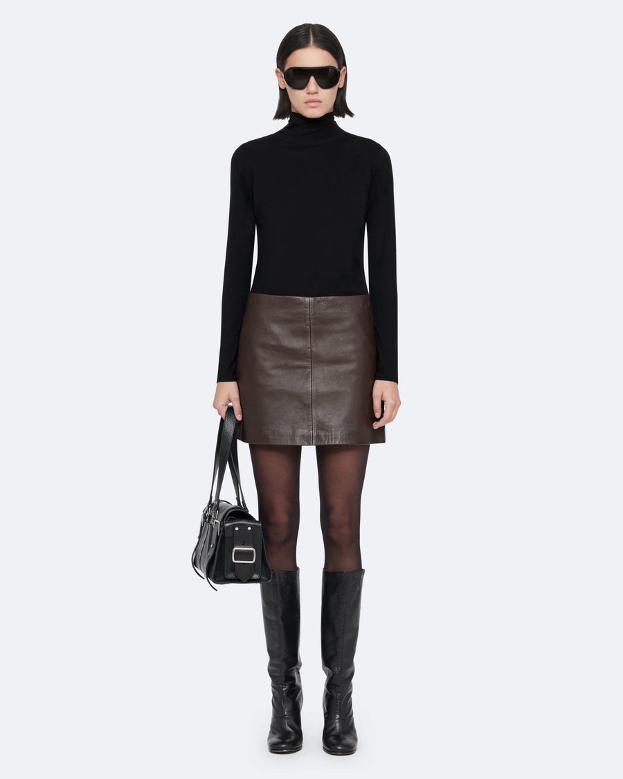Renai Leather Mini Skirt OXBLOOD RED