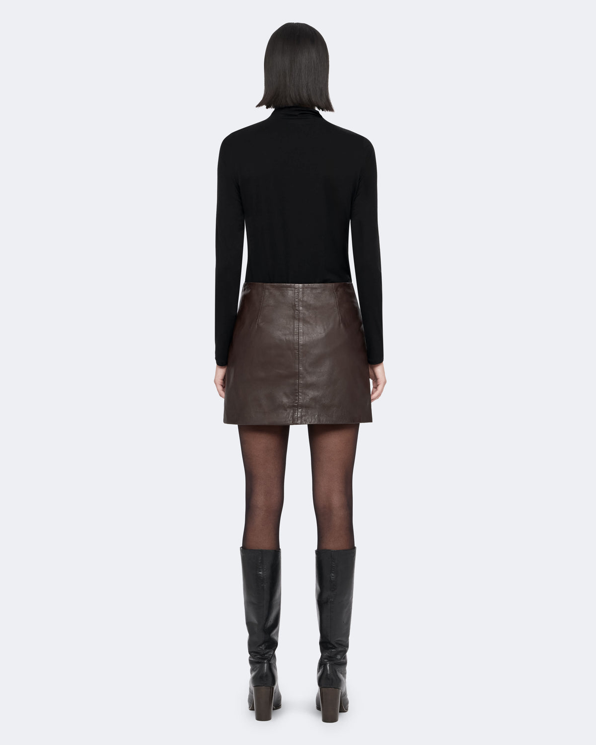 Renai Leather Mini Skirt OXBLOOD RED