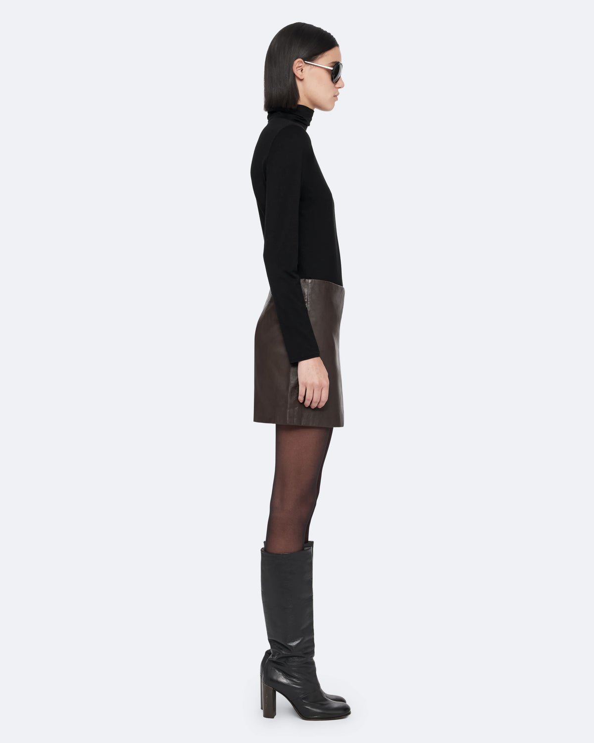 Renai Leather Mini Skirt OXBLOOD RED