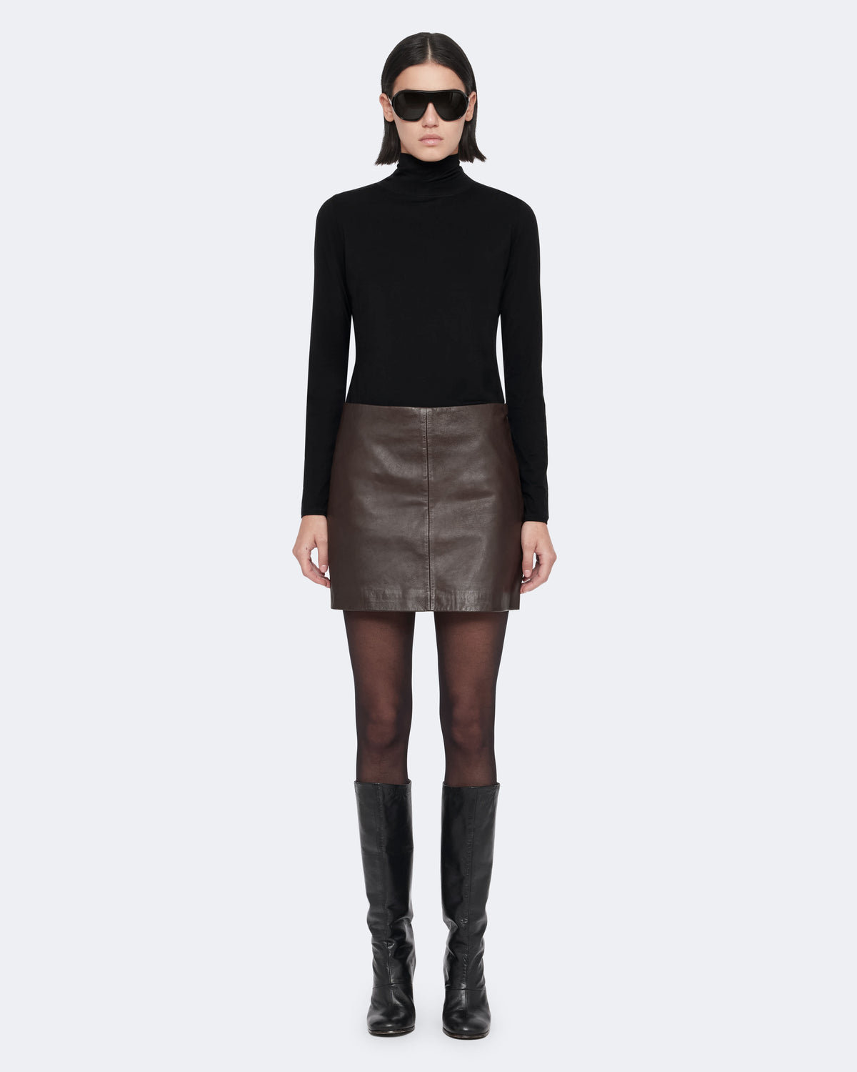 Renai Leather Mini Skirt OXBLOOD RED