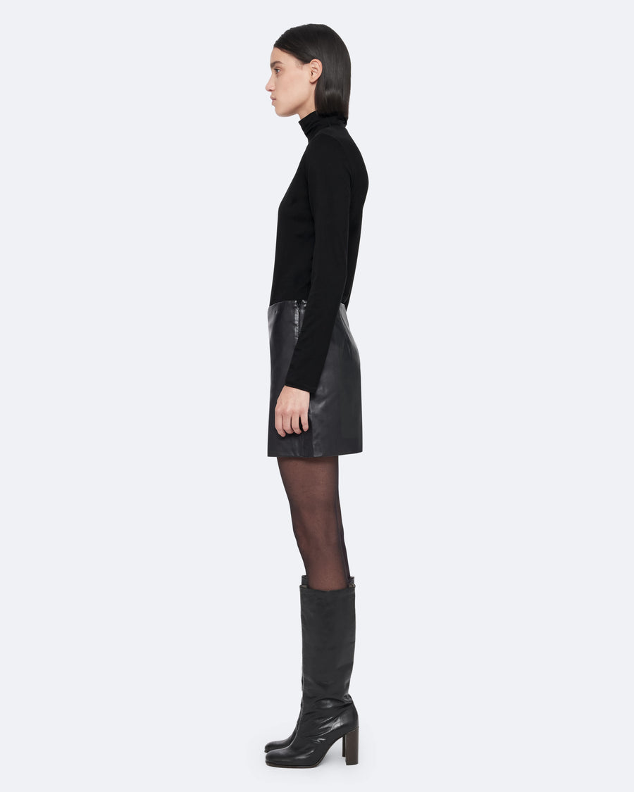 Renai Leather Mini Skirt Black