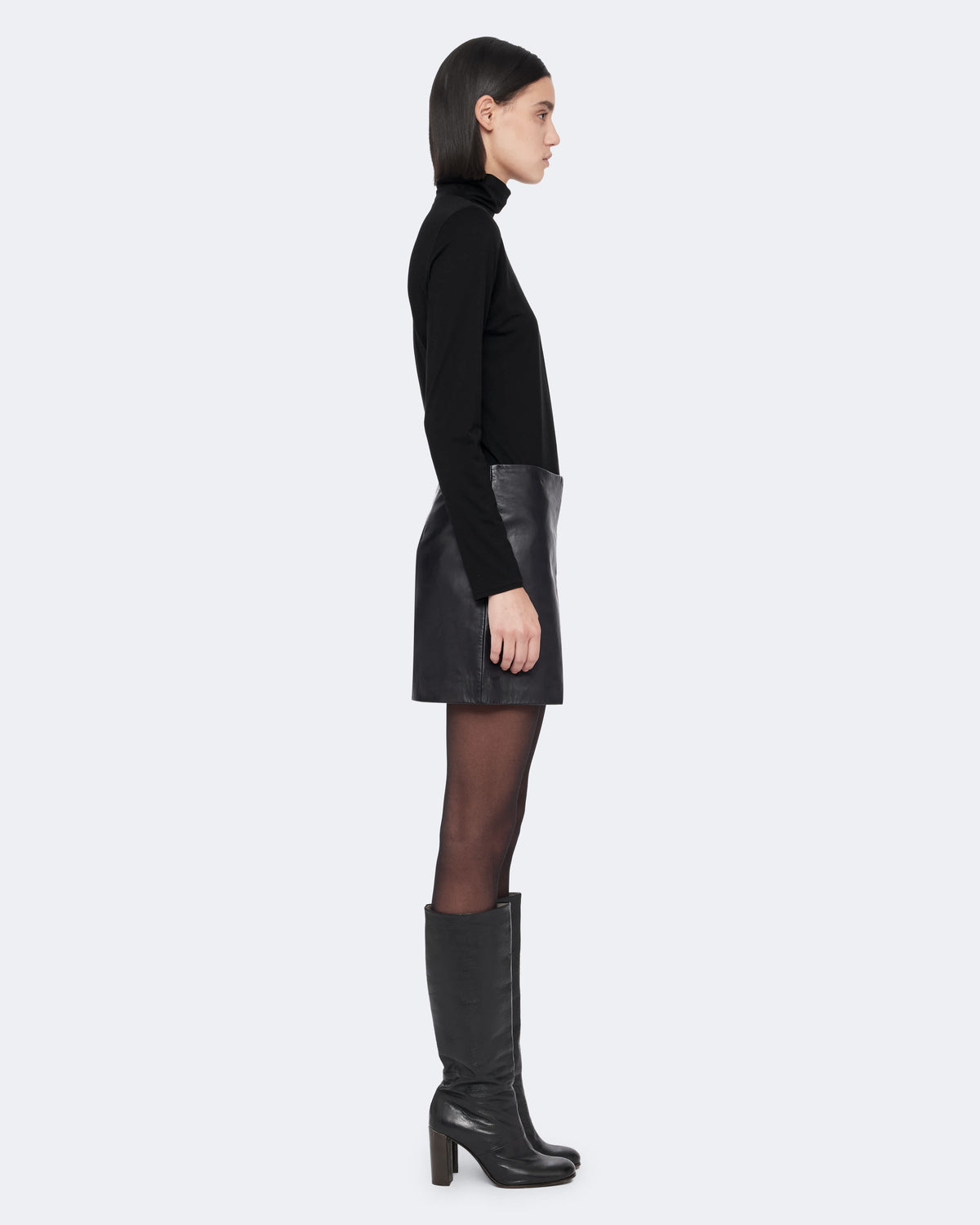 Renai Leather Mini Skirt Black
