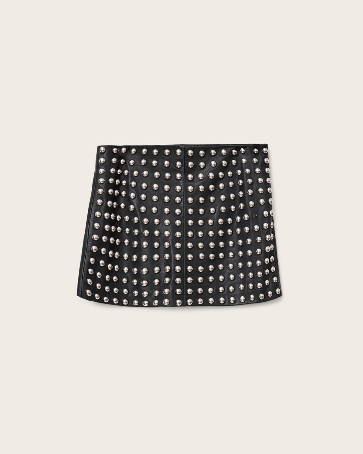 Lea Studded Leather Mini Skirt Black