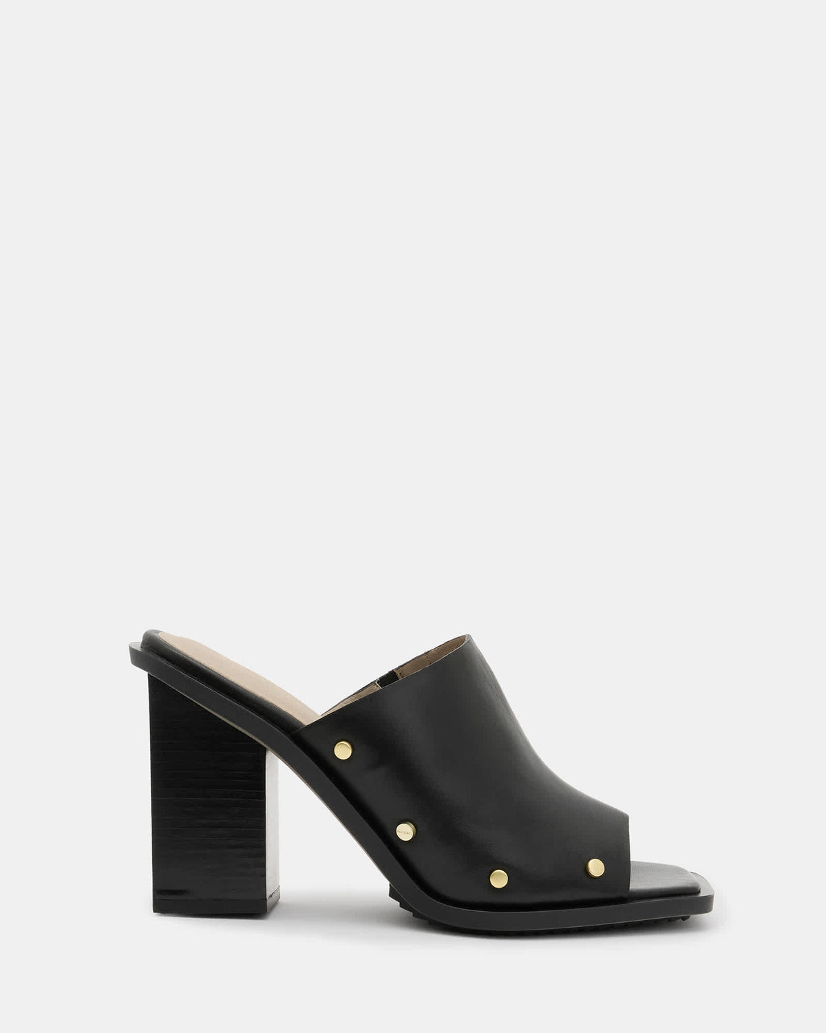 Kelly Block Heel Leather Mules Black