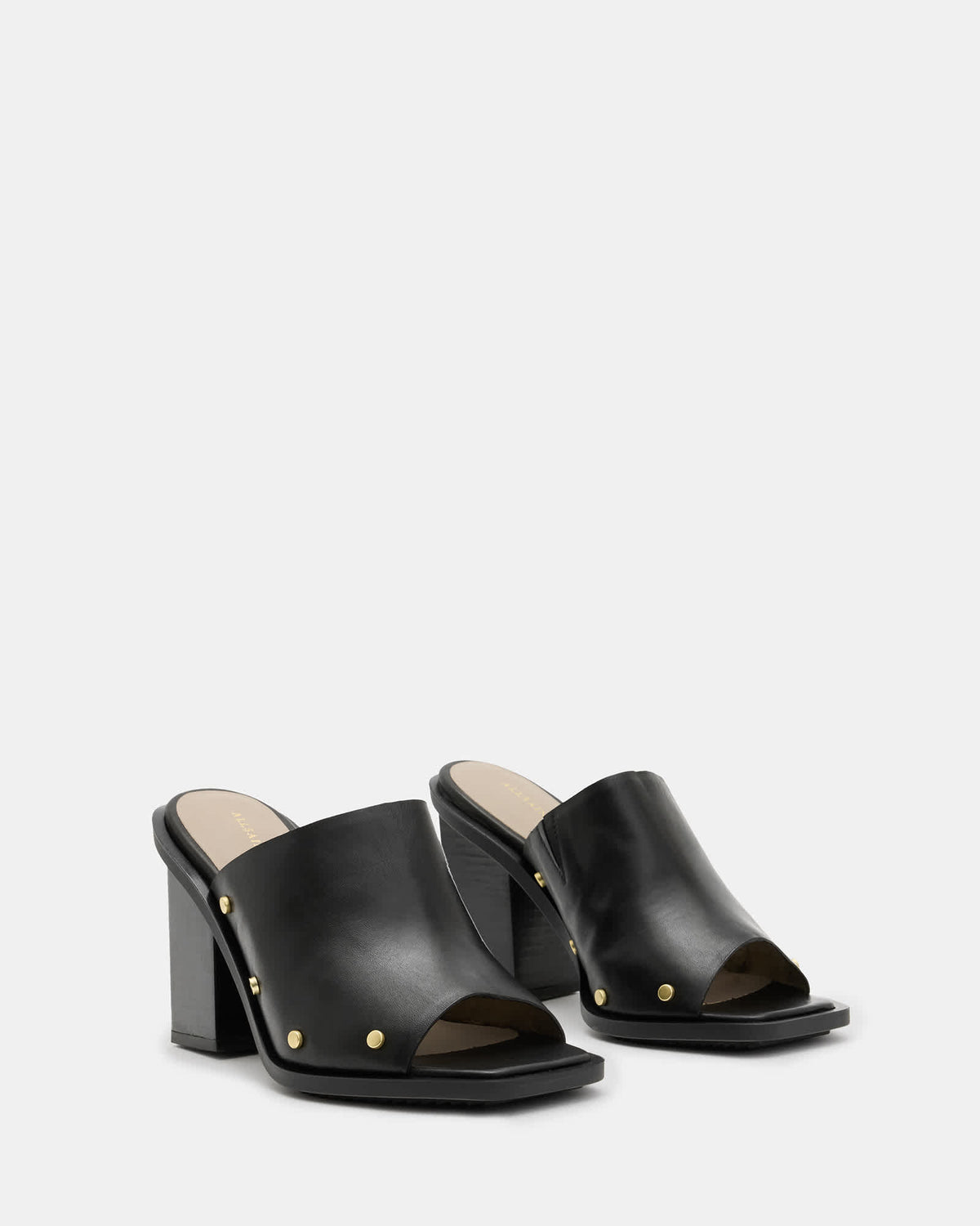 Kelly Block Heel Leather Mules Black