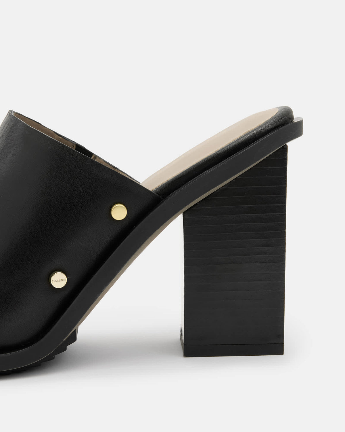 Kelly Block Heel Leather Mules Black