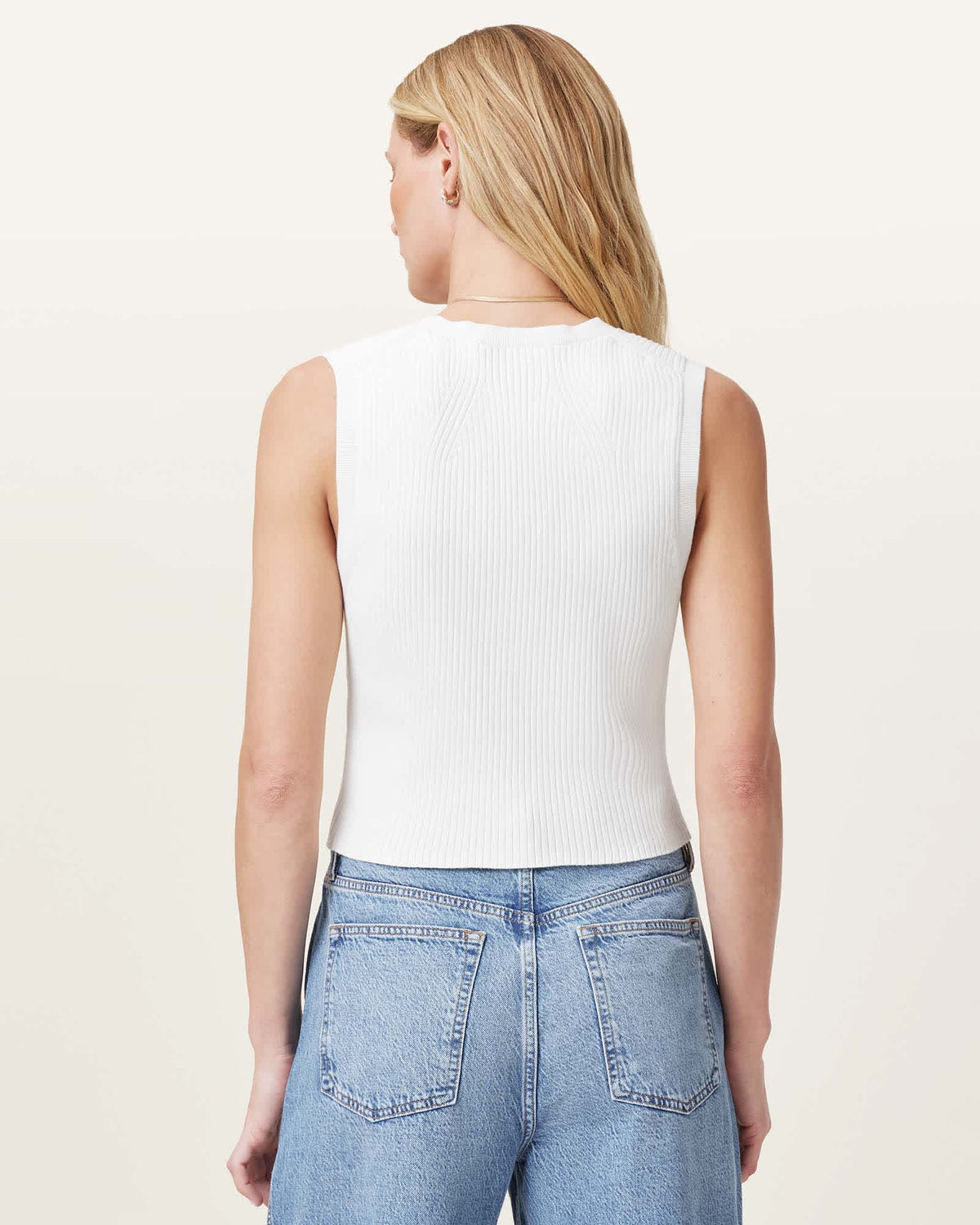 Cruz Ribbed Knitted Waistcoat Chalk White