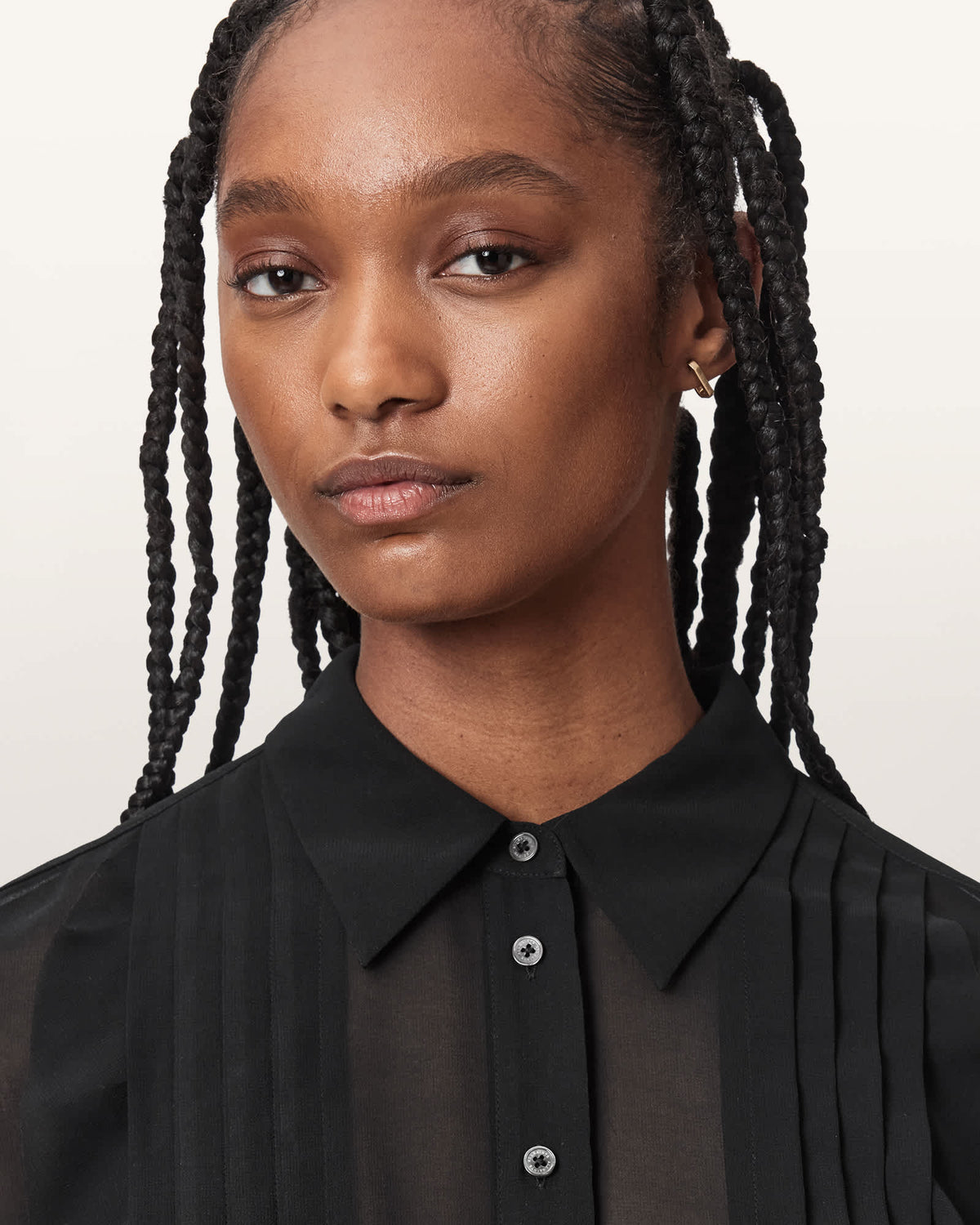Minna Sheer Frill Shirt Black