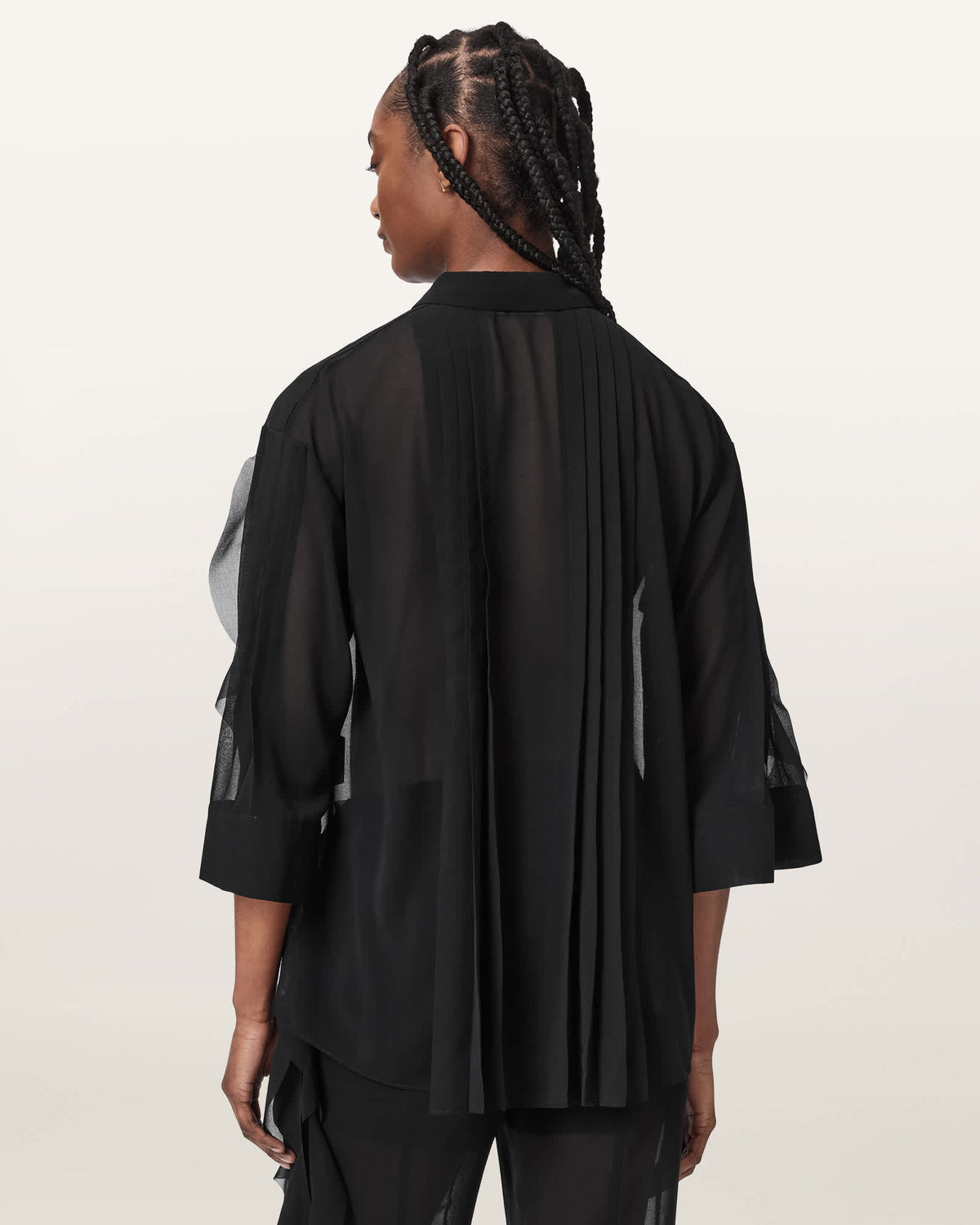 Minna Sheer Frill Shirt Black