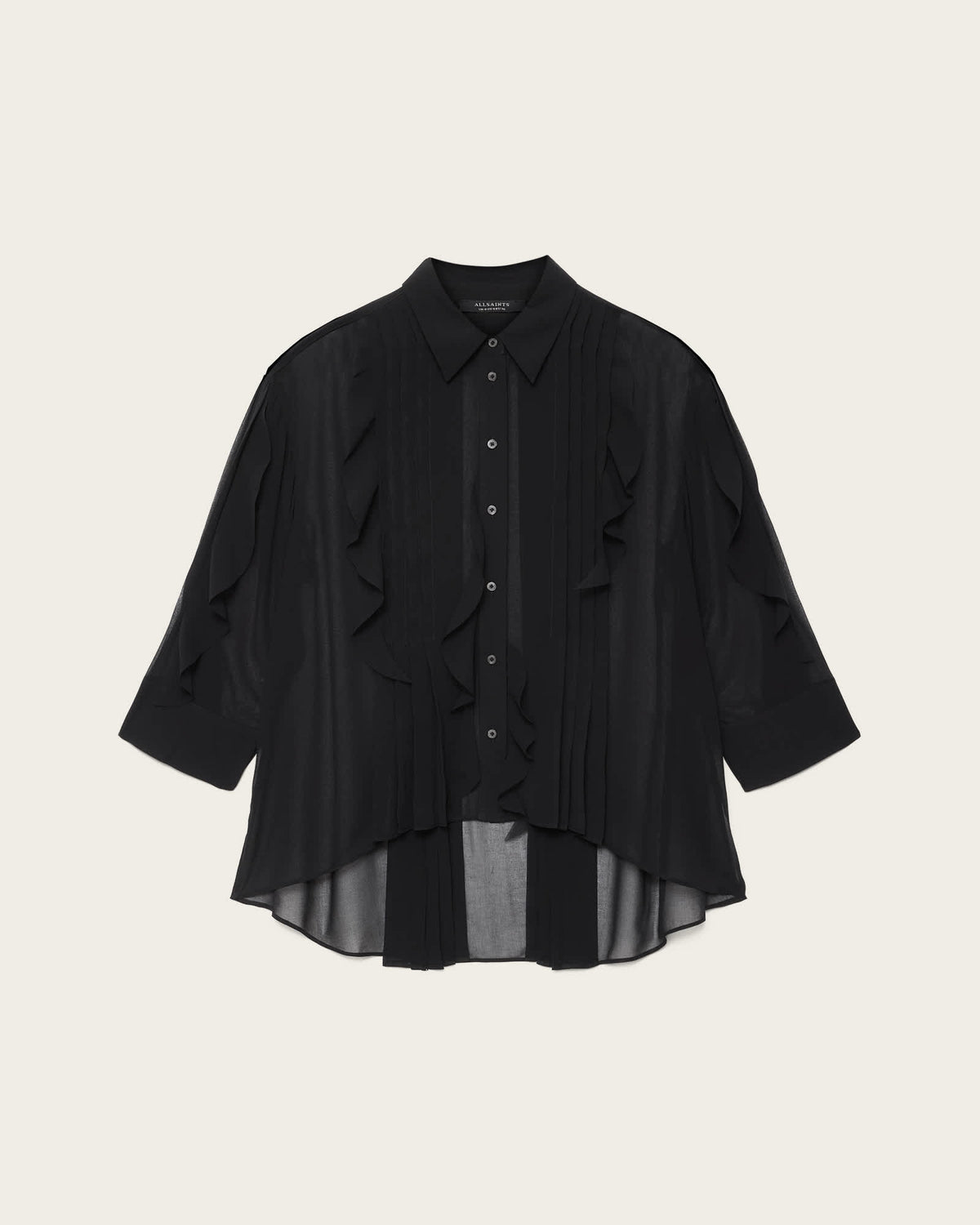 Minna Sheer Frill Shirt Black