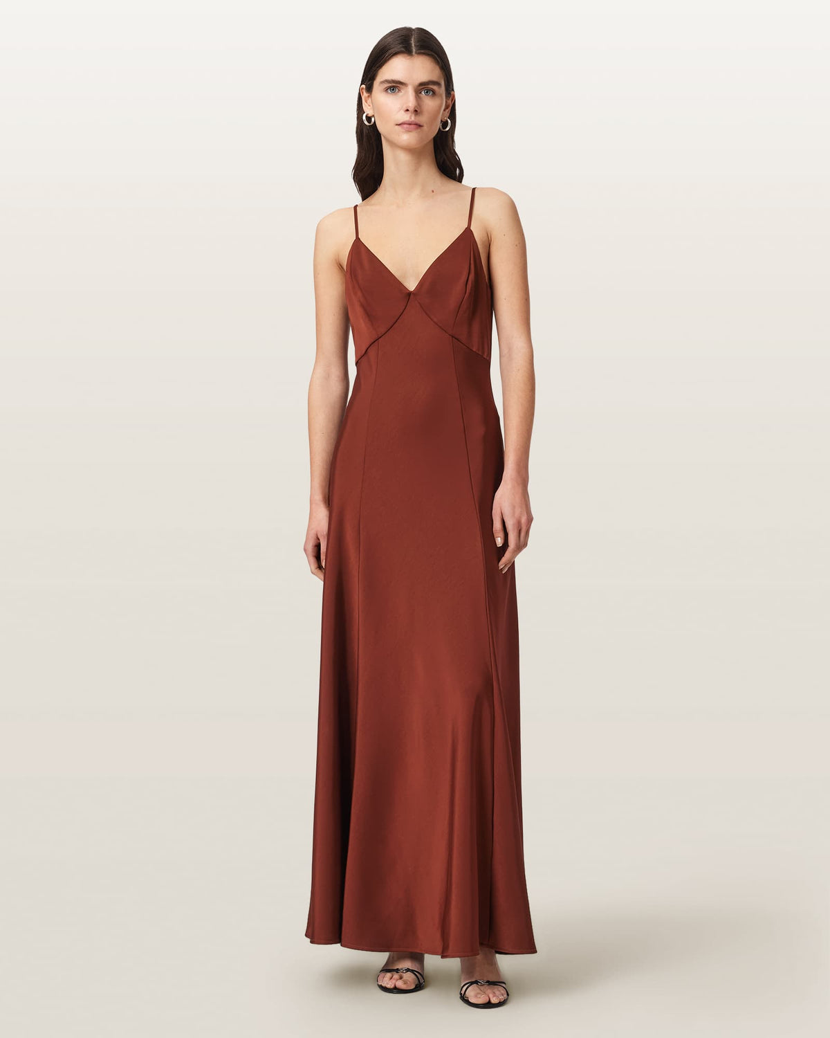 Irina Maxi Slip Dress RUST BROWN