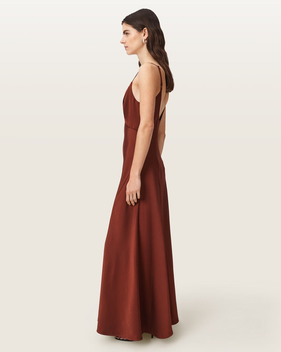 Irina Maxi Slip Dress RUST BROWN