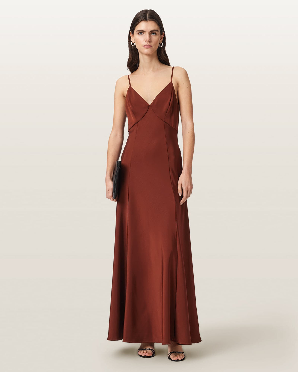 Irina Maxi Slip Dress RUST BROWN