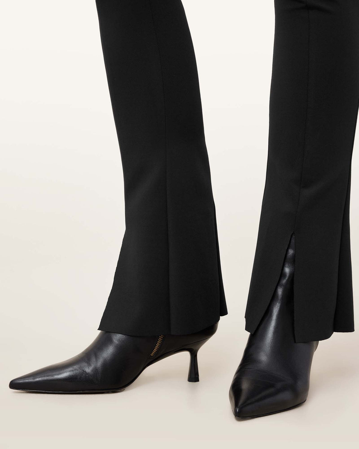 Ryla Flared Hem Slim Fit Trousers Black