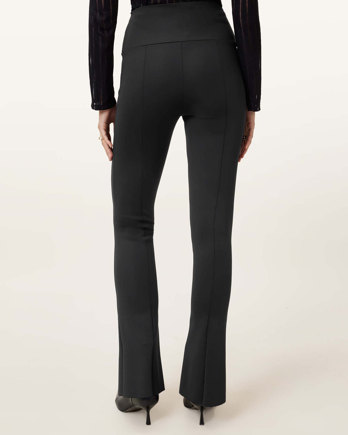 Ryla Flared Hem Slim Fit Trousers Black