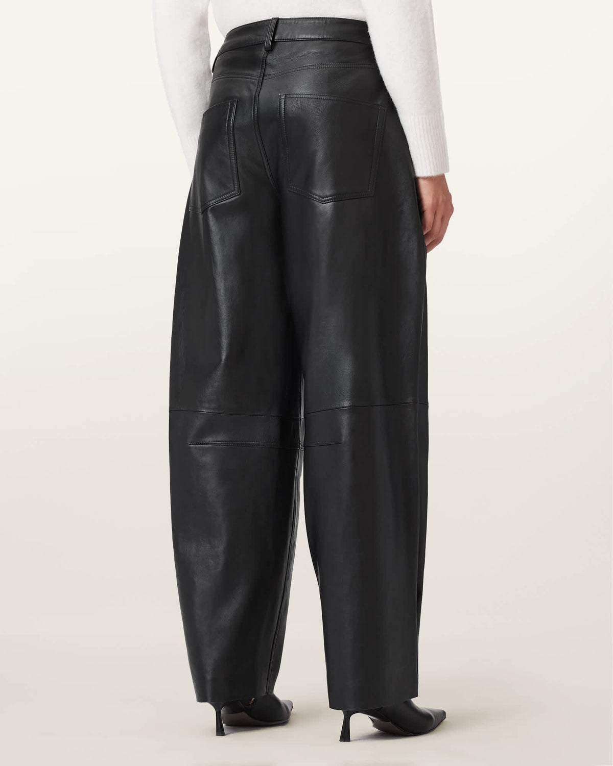 Jett Wide Leg Leather Trousers Black