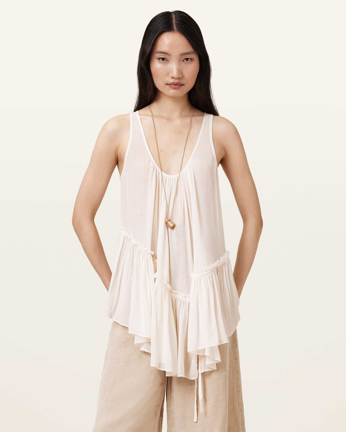 Rach Tiered Layer Top Chalk White