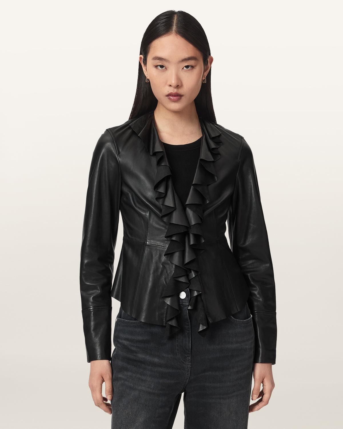 Luana Slim Fit Pleated Leather Shirt