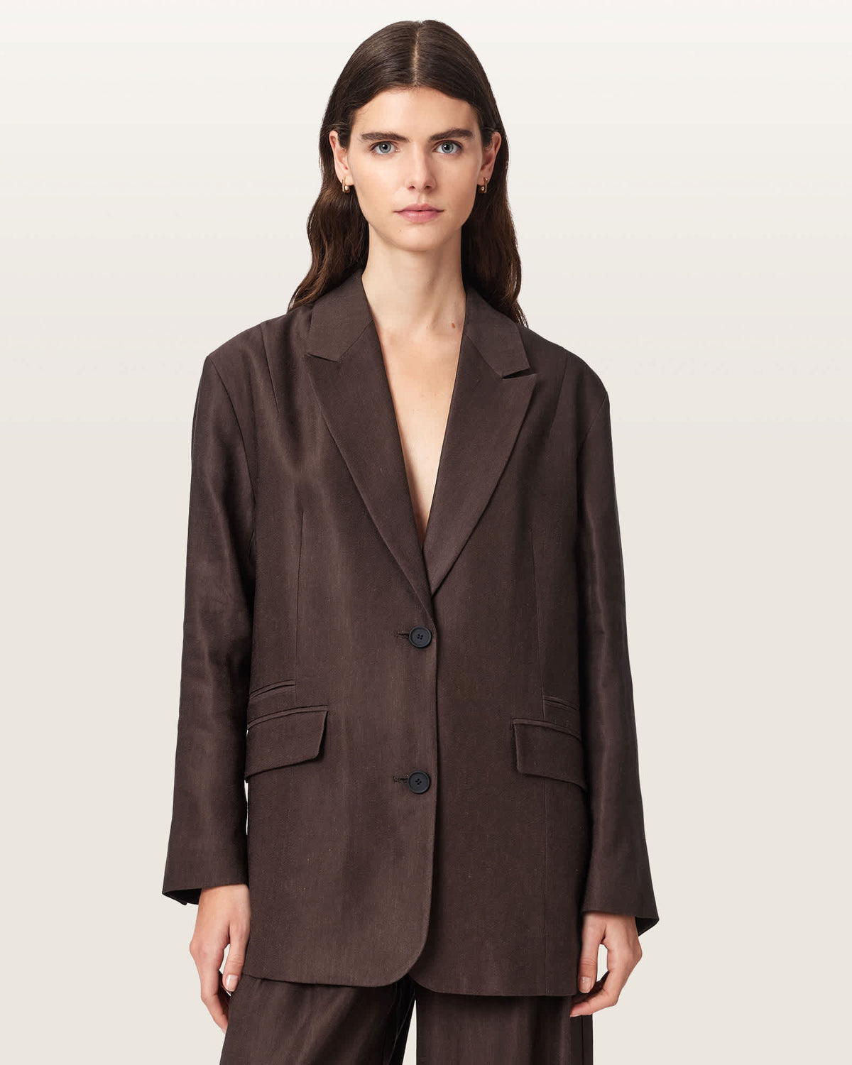 Charley Oversized Single Breasted Blazer Bitter Brown