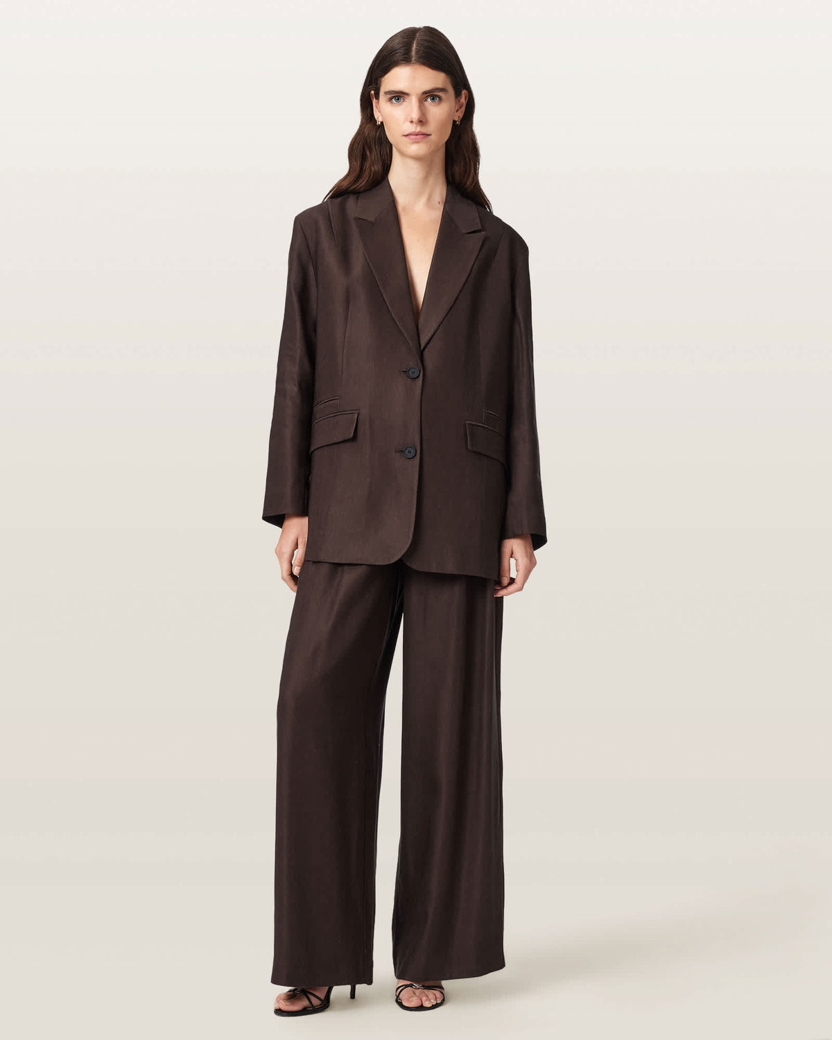Charley Oversized Single Breasted Blazer Bitter Brown