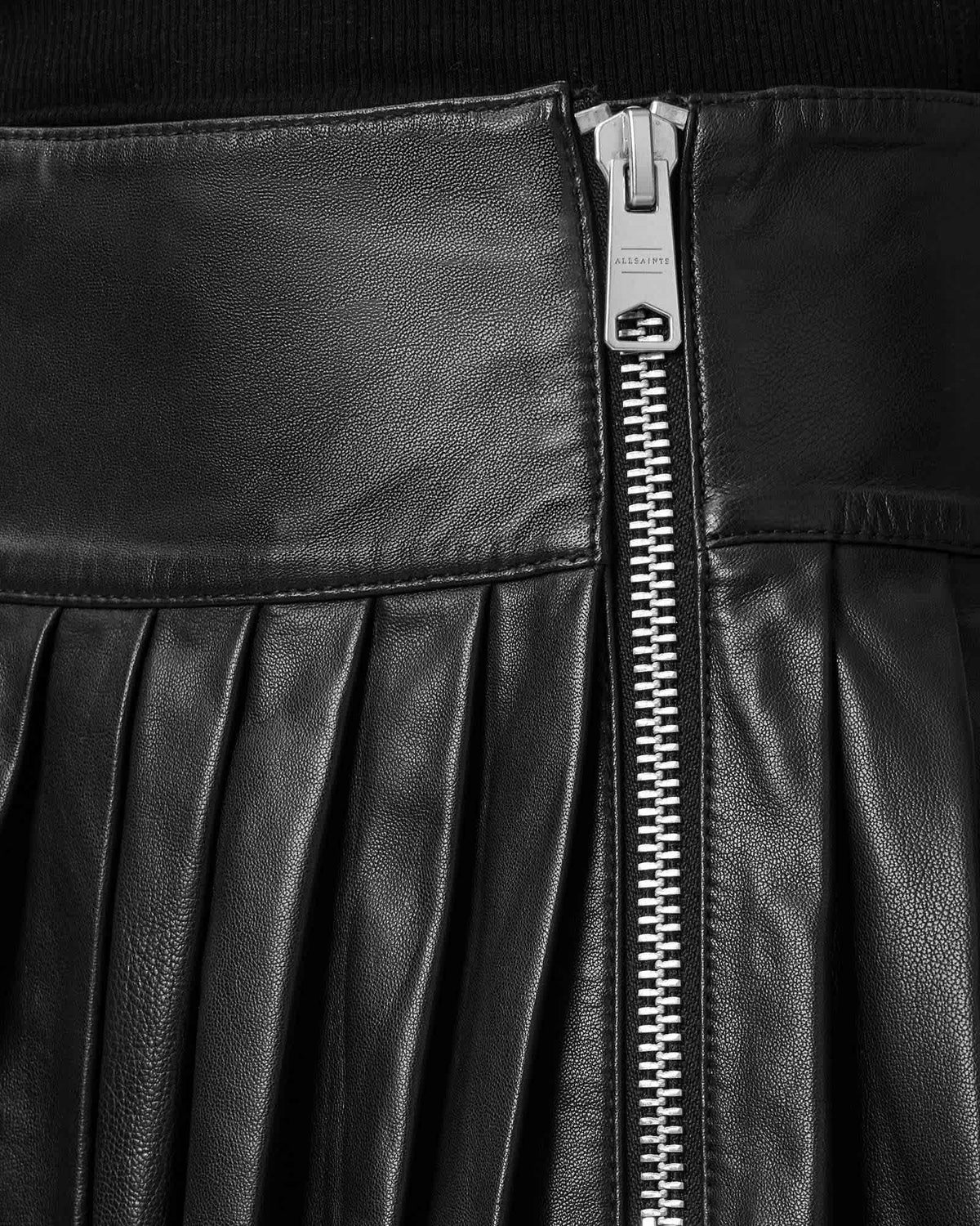 Vena Leather Kilt Skirt Black