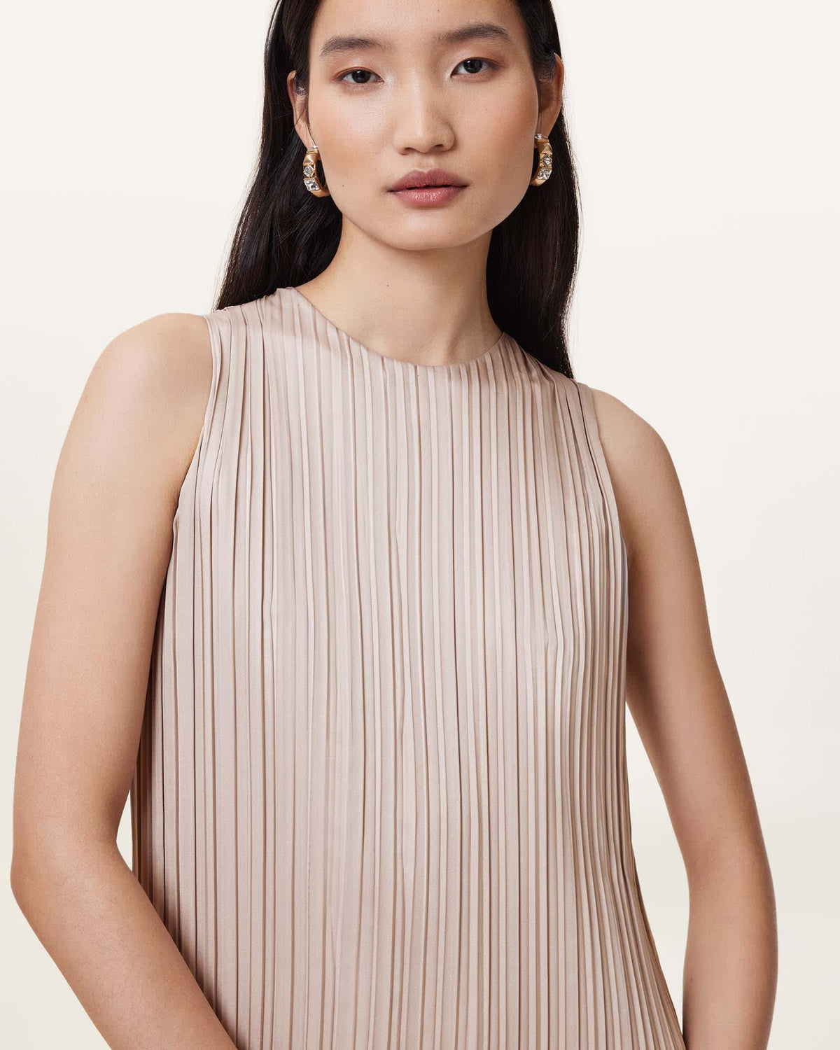 Vittoria 2-In-1 Pleated Midi Dress Fawn Brown