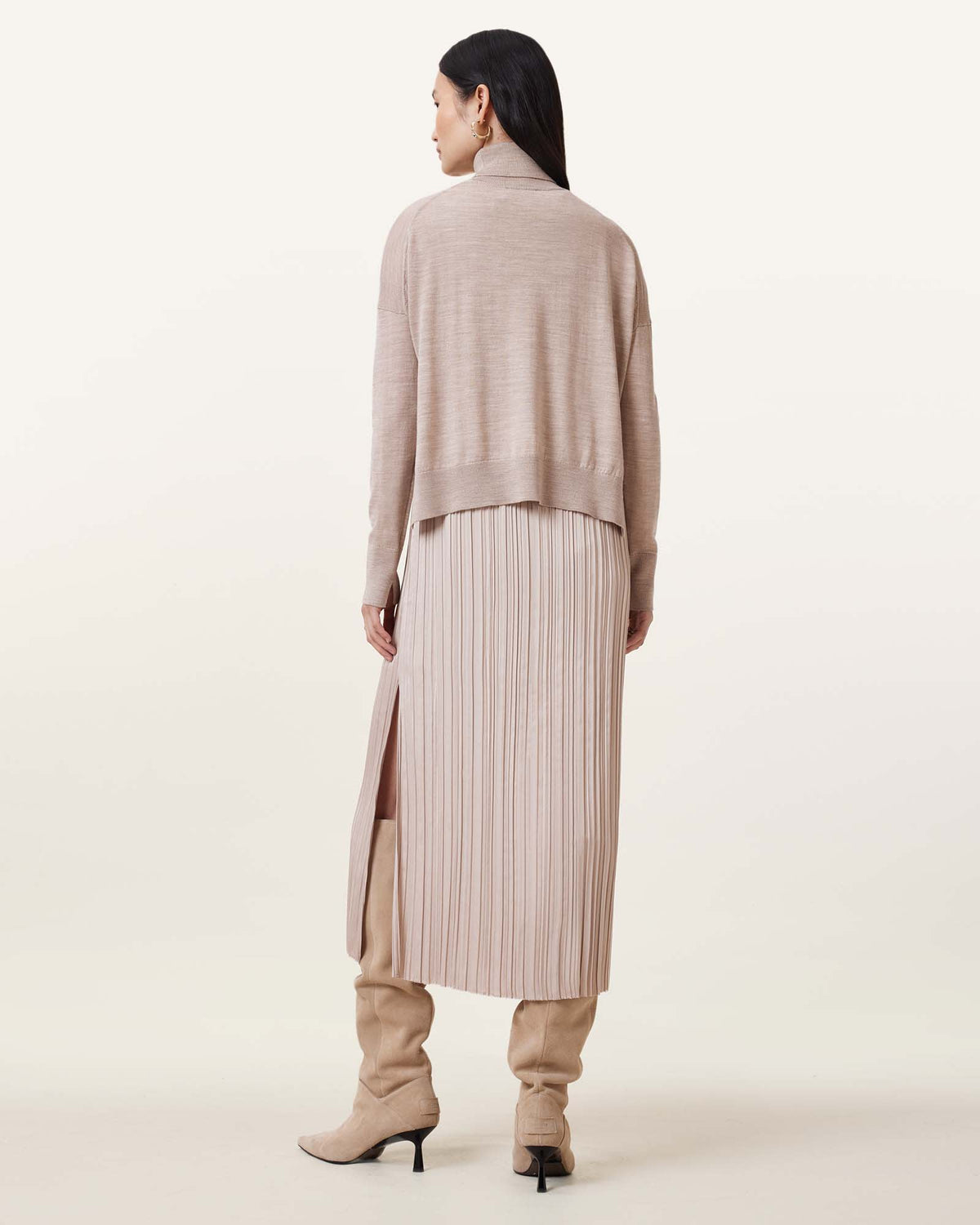 Vittoria 2-In-1 Pleated Midi Dress Fawn Brown