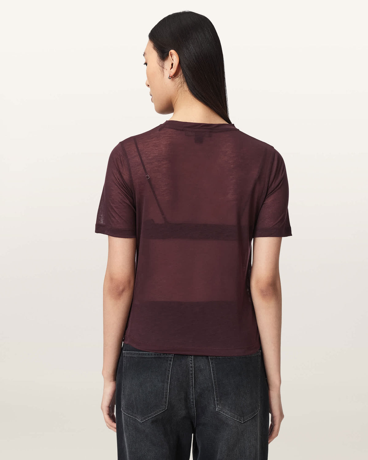 Athea Graphic Sheer T-Shirt BURGUNDY RED
