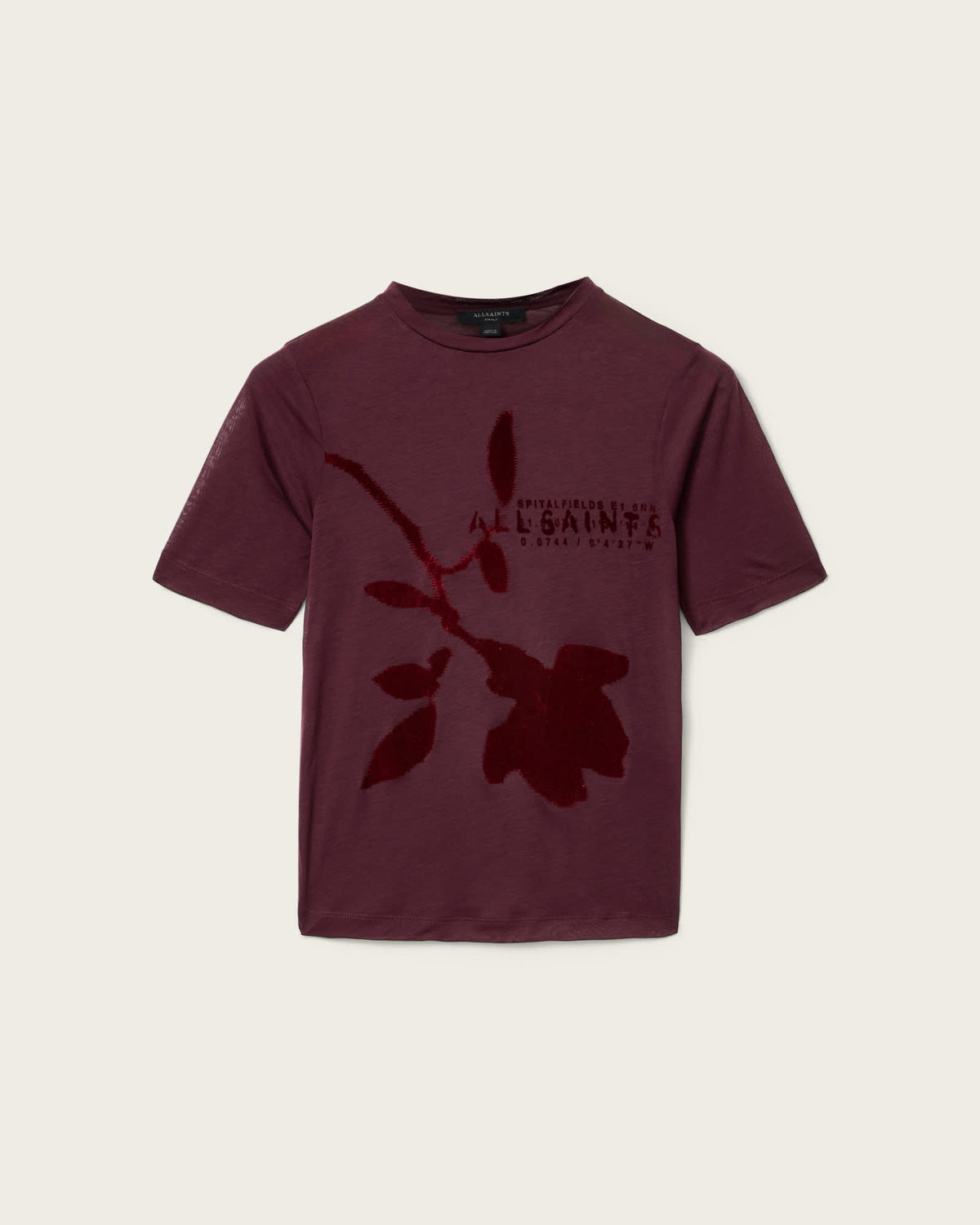 Athea Graphic Sheer T-Shirt BURGUNDY RED
